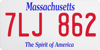 MA license plate 7LJ862