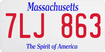MA license plate 7LJ863