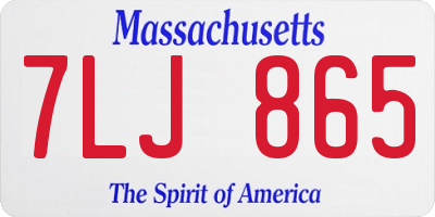MA license plate 7LJ865