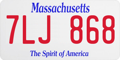 MA license plate 7LJ868