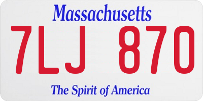MA license plate 7LJ870