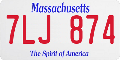 MA license plate 7LJ874
