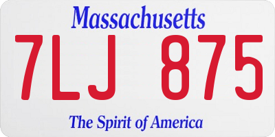 MA license plate 7LJ875