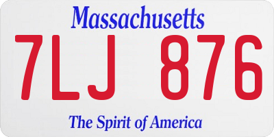 MA license plate 7LJ876