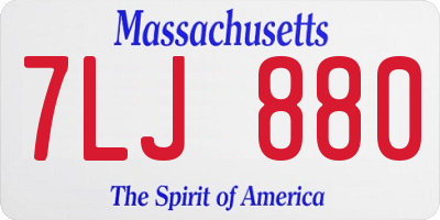 MA license plate 7LJ880