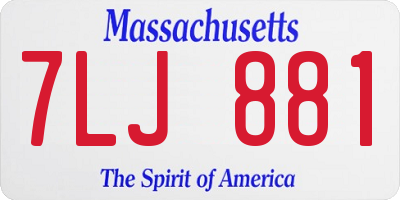 MA license plate 7LJ881