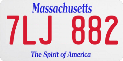 MA license plate 7LJ882