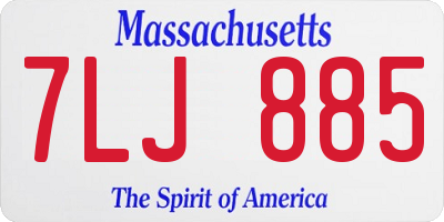 MA license plate 7LJ885
