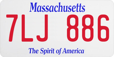 MA license plate 7LJ886