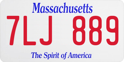 MA license plate 7LJ889