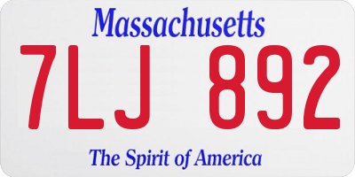 MA license plate 7LJ892