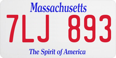 MA license plate 7LJ893