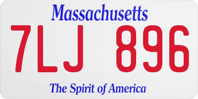 MA license plate 7LJ896