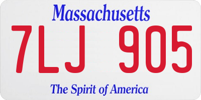 MA license plate 7LJ905
