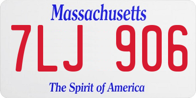 MA license plate 7LJ906