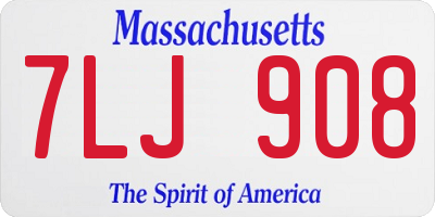 MA license plate 7LJ908