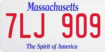 MA license plate 7LJ909