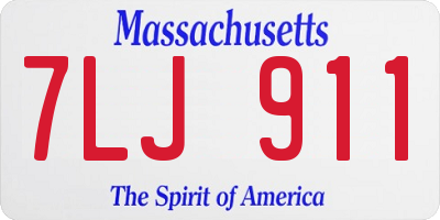 MA license plate 7LJ911