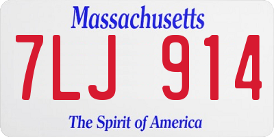 MA license plate 7LJ914