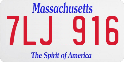 MA license plate 7LJ916
