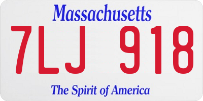 MA license plate 7LJ918