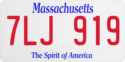 MA license plate 7LJ919
