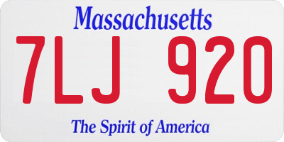 MA license plate 7LJ920