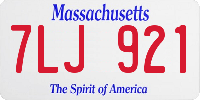 MA license plate 7LJ921