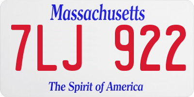 MA license plate 7LJ922