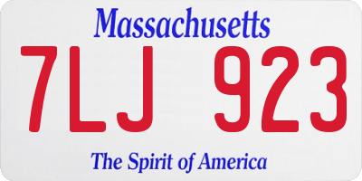 MA license plate 7LJ923