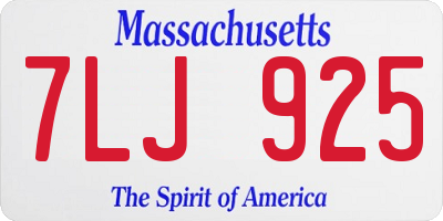 MA license plate 7LJ925