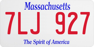 MA license plate 7LJ927