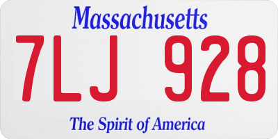 MA license plate 7LJ928