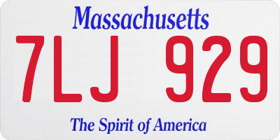 MA license plate 7LJ929