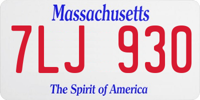MA license plate 7LJ930