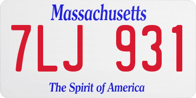 MA license plate 7LJ931