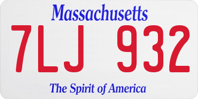 MA license plate 7LJ932