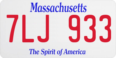 MA license plate 7LJ933
