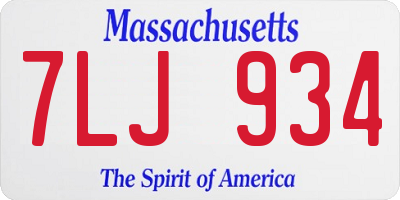 MA license plate 7LJ934