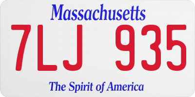 MA license plate 7LJ935