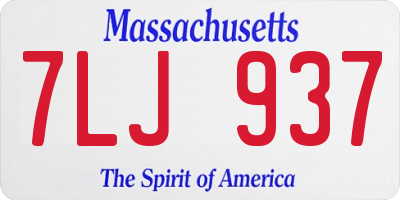 MA license plate 7LJ937