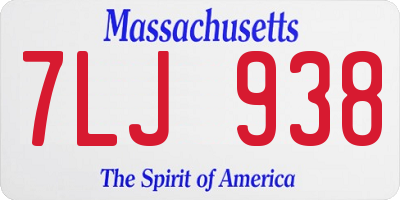 MA license plate 7LJ938
