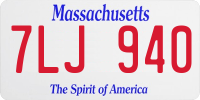 MA license plate 7LJ940