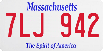 MA license plate 7LJ942
