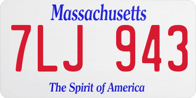 MA license plate 7LJ943