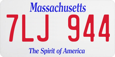 MA license plate 7LJ944