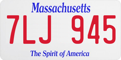 MA license plate 7LJ945