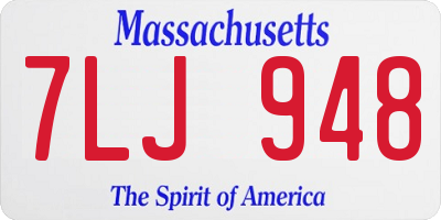 MA license plate 7LJ948
