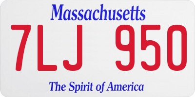 MA license plate 7LJ950