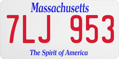 MA license plate 7LJ953